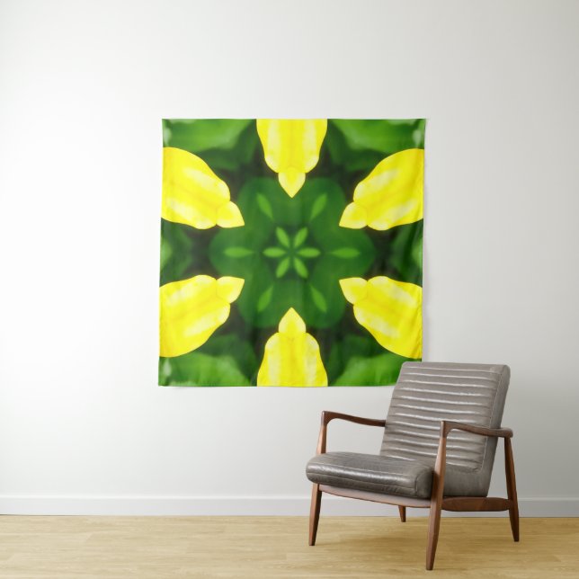 TAPETE DE PAREDE ABSTRACT YELLOW AND GREEN DRAWING. SAMER BRASIL. 3 (In Situ)