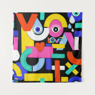 Tapete De Parede Abstrato amor, olhos: padrão colorido