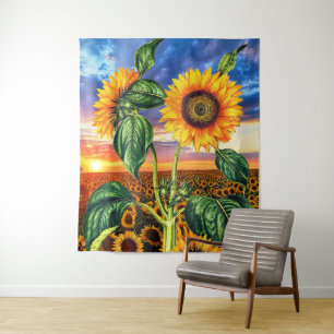 Tapete De Parede Abstrato Art Sunshine Sunflower - Sunset