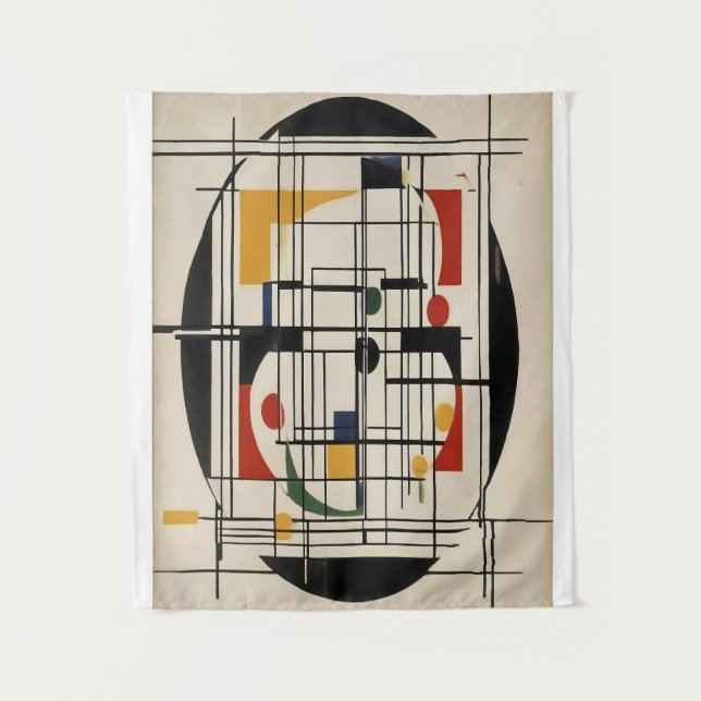 Tapete De Parede Abstrato Bauhaus Geométrico Arte Minimalista (Frente)