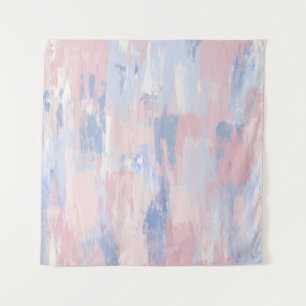 Tapete De Parede Abstrato Blush e Traços de Tinta Azul