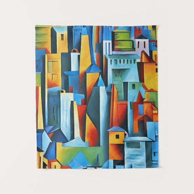 Tapete De Parede Abstrato Cityscape Building Skyscrapts Art (Frente)