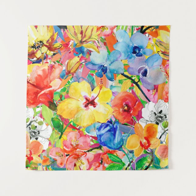 Tapete De Parede Abstrato d aquarela pintada manualmente com m (Frente)