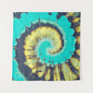 Tapete De Parede Abstrato de espiral teal. Círculo de Camisa Típi