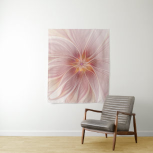 Tapete De Parede Abstrato de Sonho Floral Rosa Suave Arte Fractal