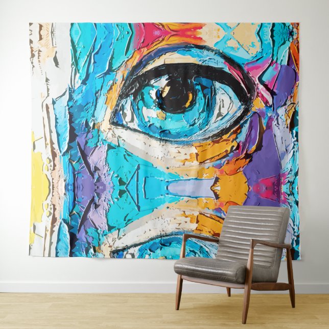 Tapete De Parede Abstrato Digital Oil Painting of Beauful Eyes (In Situ (Horizontal))