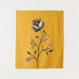 Tapete De Parede Abstrato Elegante de Flor Amarelo