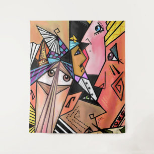 Tapete De Parede Abstrato Faces - Moods - Pintura em Retrato Cubism