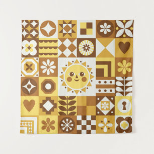 Tapete De Parede Abstrato floral. Vintage Scandinavian e folk des