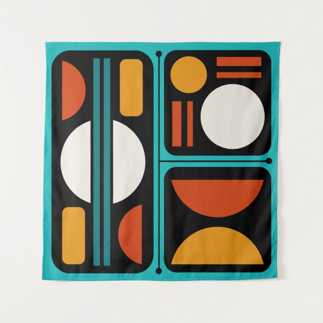 Tapete De Parede Abstrato Geométrico Turquesa de Arte Retroativa La (Frente)