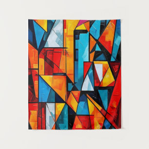Tapete De Parede Abstrato Geométrico Vívido - Arte de Muro Cubist D