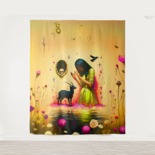 Tapete De Parede Abstrato Horns Cat Skull oculta Darchy AI Art
