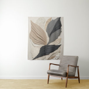 Tapete De Parede Abstrato Leaf Collage Neutral Tones Boho
