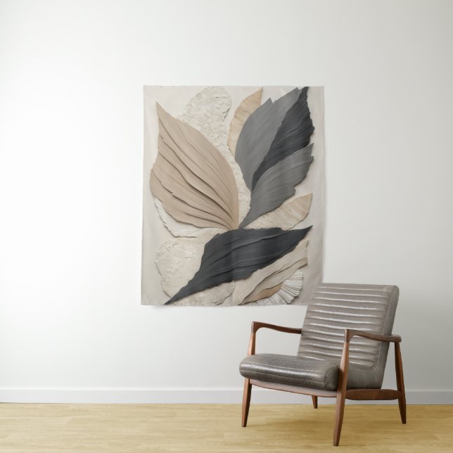 Tapete De Parede Abstrato Leaf Collage Neutral Tones Boho (In Situ)