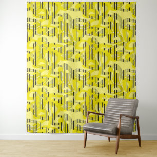 Tapete De Parede Abstrato moderna art striped yellow black dec