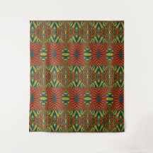Abstrato Ousado Hippie Vermelho Amarelo Azul Étnic