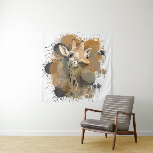 Tapete De Parede Abstrato Paint Splatter da African Willife Giraffe
