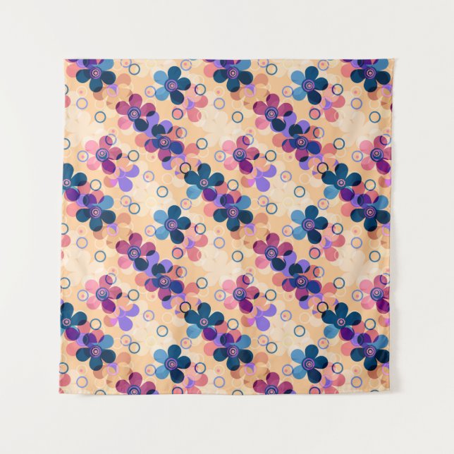 Tapete De Parede Abstrato para crianças flores bonitinhas de desenh (Frente)