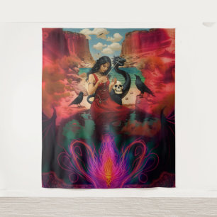 Tapete De Parede Abstrato Raven Skull oculta Dark Witchy AI Art