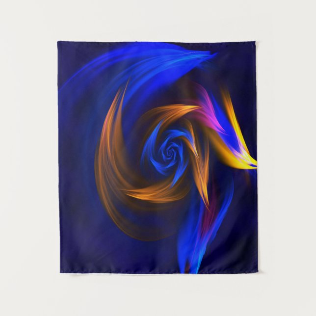 Tapete De Parede Abstrato Vortex Forma Azul Laranja (Frente)
