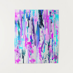 Tapete De Parede Abstrato Watercolor Drives Blue Turquoise Pink