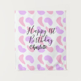 Tapete De Parede Abstratos roxos cor-de-rosa moldam primeiro aniver