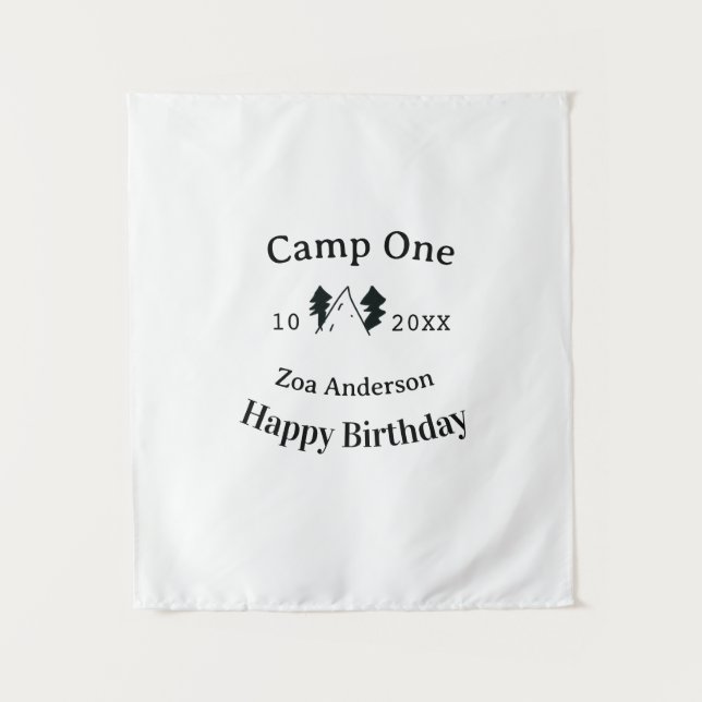 Tapete De Parede Acampamento um feliz aniversário nome data camping (Frente)