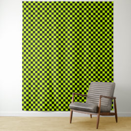 Tapete De Parede Acid green black checkerboard pattern