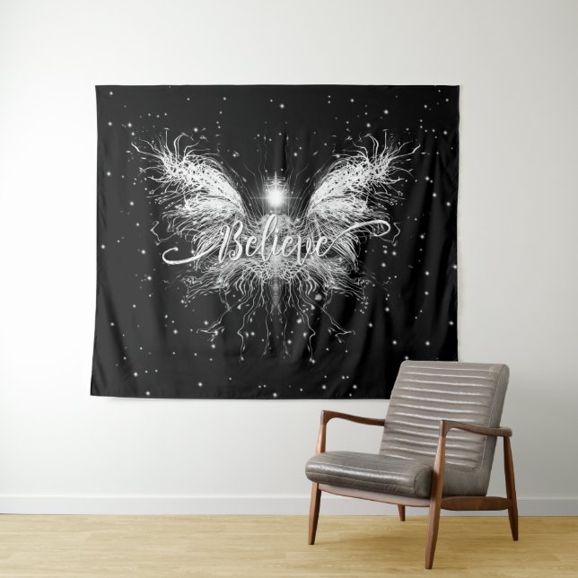 Tapete De Parede Acredite em Fada Starlight Fantasy Black (In Situ (Horizontal))
