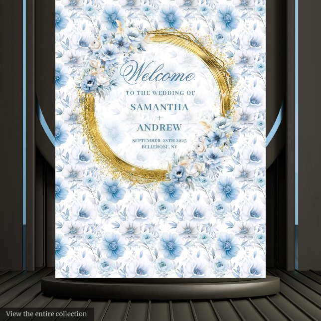 Tapete De Parede Adereço de casamento romântico boho azul pastel do (Romantic Boho Pastel Blue Gold Wedding Photo Prop Tapestry)