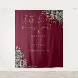 Tapete De Parede Adereço de foto de casamento floral gótico em burg