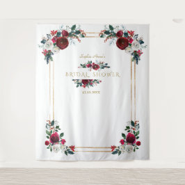 Tapete De Parede Adereço de Foto de Chá de Noiva Floral Burgundy de