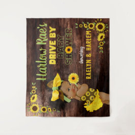 Tapete De Parede Adorável Bebê Étnica Menina| Girassol Amarelo Rúst