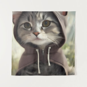 Tapete De Parede Adorável Kitten Vestindo um Hoodie