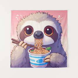 Tapete De Parede Adorável Sloth Eating Ramen