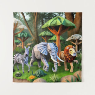 Tapete De Parede  African animals in origame