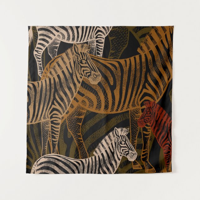 Tapete De Parede Afro Safari: Design Zebra Vintage (Frente)