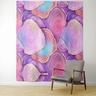 Tapete De Parede agate de lavanda dourada rosa-do-mar com abstrato