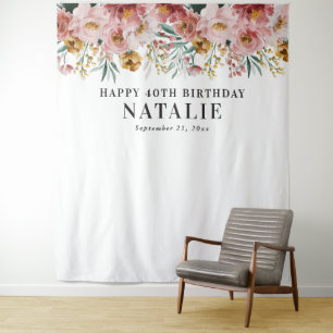 Tapete De Parede Água feminina floral em aquarela idade de aniversá