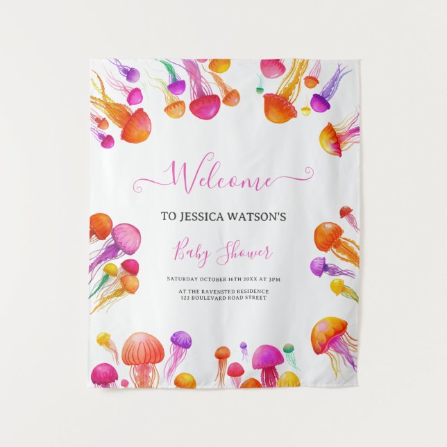 Tapete De Parede Água-viva Rosa Amarelo Gradiente Pastel Chá de Beb (Frente)