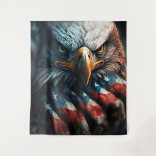 Tapete De Parede Águia Bald Patriótica e Bandeira Americana