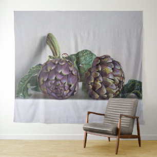 Tapete De Parede Alcachofras Roxas Pintura Hiperrealista
