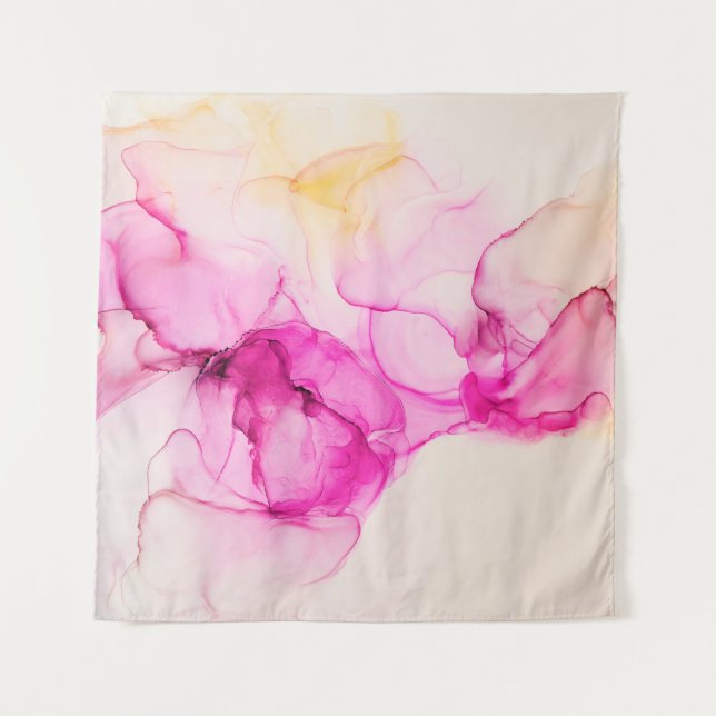 Tapete De Parede Alcohol ink sea texture. Contemporary art. Spots o (Frente)