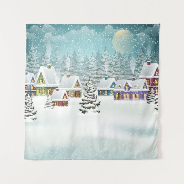 Tapete De Parede Aldeia de inverno: cena de neve (Frente)