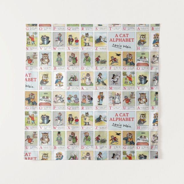 Tapete De Parede Alfabeta de Gato, Louis Wain (Frente)
