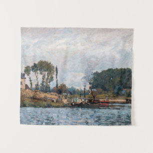 Tapete De Parede Alfred Sisley - Barcos no Bloqueio em Bougal