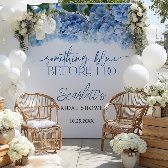 Tapete De Parede Algo Elegante Chá de panela de Hydrangea Azul (Something Blue Hydrangea Bridal Shower Welcome Tapestry)