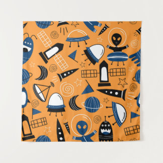 Tapete De Parede Alienígena de OVNI, naves espaciais, padrão infant