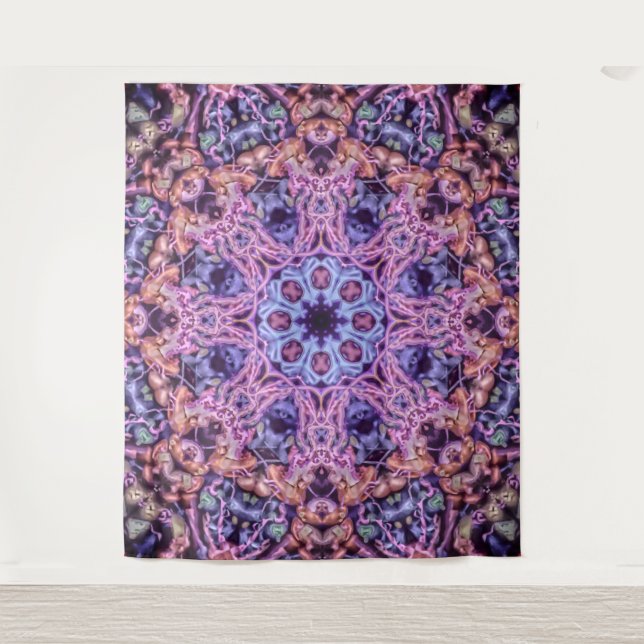 Tapete De Parede Alienígena Roxa Intriciada Caleidoscópica Mandala (Frente)