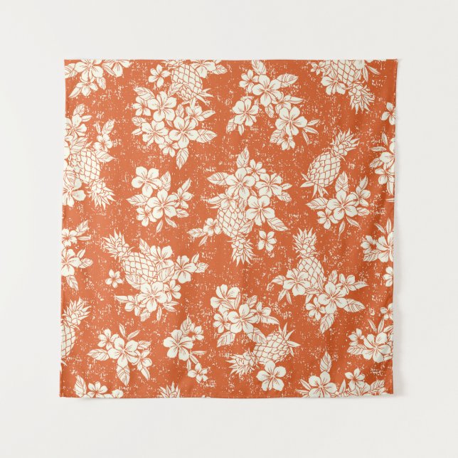 Tapete De Parede Aloha Spirit: Hibiscus-Pineapple Harmony. (Frente)